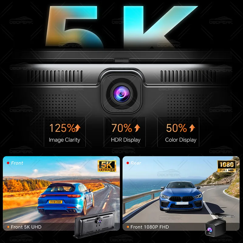 K8 pro 11.3 "tela de toque câmera do carro 5k traço cam gps 5g wifi sem fio carplay & android gravação automática loop navegação gps dvr - Image 4