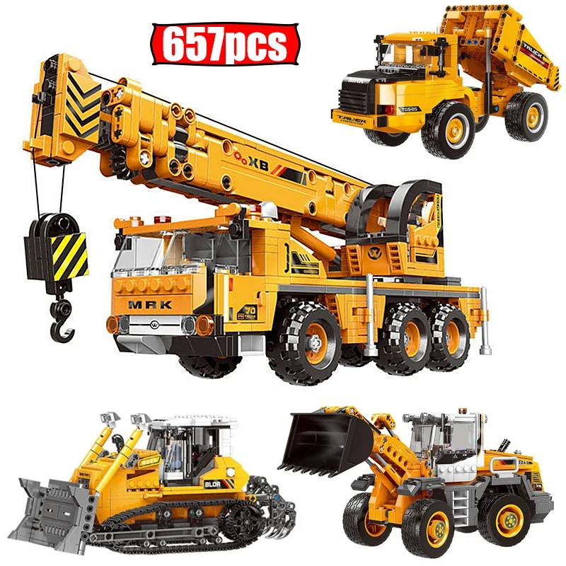 Cidade técnica moc wheelloader carro caminhão de mineração pesada guindaste blocos de construção diy engenharia escavadeira tijolos brinquedo para crianças