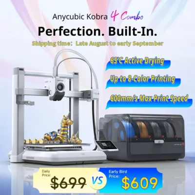 Impressora 3D ANYCUBIC Kobra 4/Kobra 4 Combo com impressão rápida de 600mm/s, até 8 cores, APP de controle de secagem de filamento ACE 2 Pro, impressora 3D FDM. Kobra 4 No ACE 2 Pro