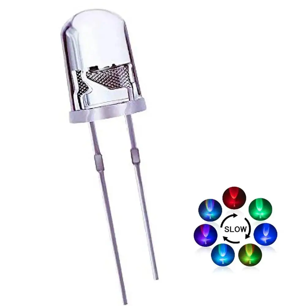 50 peças 5mm multicolorido lento/rápido piscando diodo led piscando diodos emissores de luz 2 pinos lente redonda transparente componentes eletrônicos - Image 3
