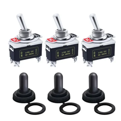 5 Peças Interruptor Gangorra Robusto para Carro e Barco 15A 250V 2 Pinos SPST ON/OFF com Capa Protetora à Prova d'Água