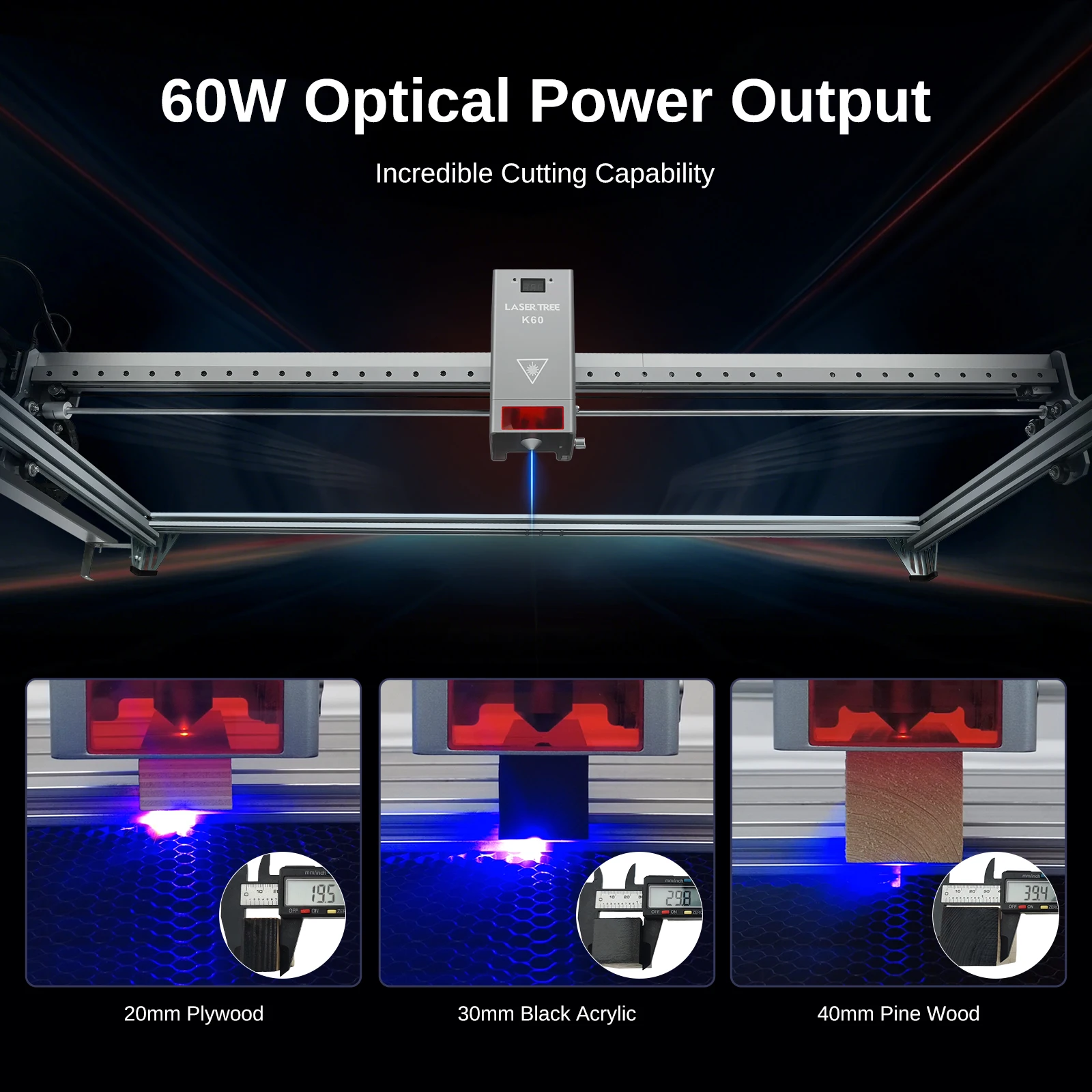 LASER TREE Large Working Area 1000x1500mm 60W Laser Engraver Cutting Machine for Wood Acrylic MDF Woodworking DIY Tools - Image 6