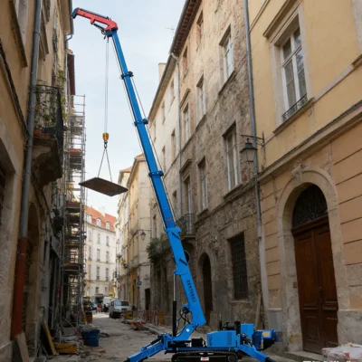 Minigrúa Araña Personalizada, Grúa Hidráulica sobre Orugas con Pluma Telescópica y Control Remoto Inalámbrico para Trabajos de Elevación en Construcción