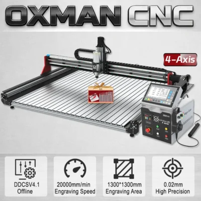 Máquina Router CNC de 4 Ejes BulkMan3D OXMAN con Control DDCSV4.1, Tornillo de Bolas, Rieles Dobles, Grabador de Alta Velocidad 20K para Corte de Madera, Metal y Acrílico