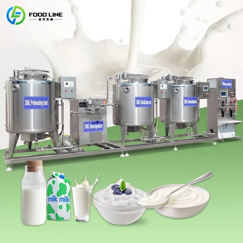 Línea de Producción de Yogur Comercial Personalizada de Gran Escala, Máquina Industrial para la Elaboración de Yogur con Homogeneizador y Pasteurizador