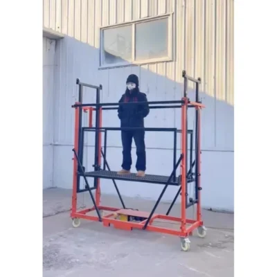 Elevação elétrica de andaime com controle remoto, 2-10m de altura, 500kg de capacidade, plataforma de construção de alumínio portátil, móvel ajustável