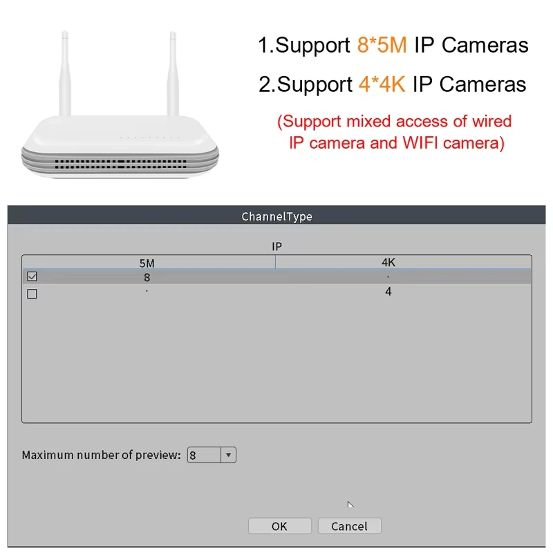 Gravador de vídeo em rede 8ch wifi nvr h.265 para sistema sem fio de 8mp 2.5 ''hdd suporte detecção facial cartão tf solt onvif icsee app - Image 6