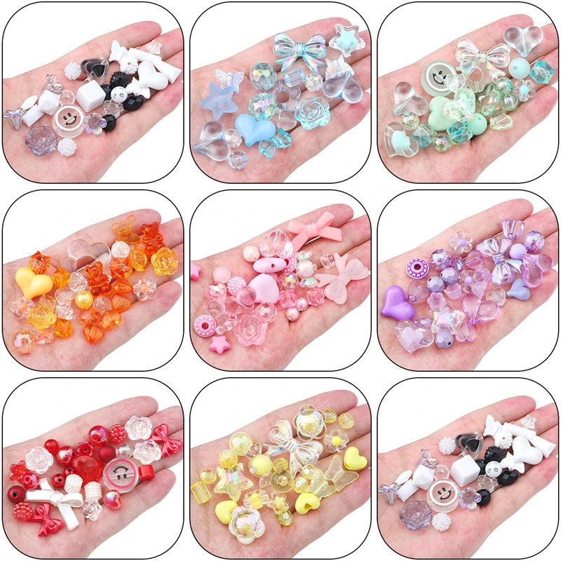 30g moda bonito aleatório misturado plástico acrílico contas para diy colar pulseira celular cinta jóias artesanato fazendo acessórios - Image 2