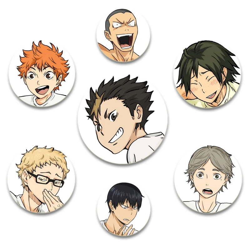 Anime Haikyuu!! Soft Button Pin Creative Brooch Figures Kageyama Tobio Hinata Shouyou Tsukishima Kei Sugawara Koushi Badge
