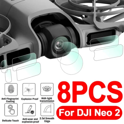 Protetor de Lente e Sensores para DJI Neo 2, Películas de Câmera de Alta Definição em Vidro Temperado 9H para DJI Neo 2, Película de Hidrogel