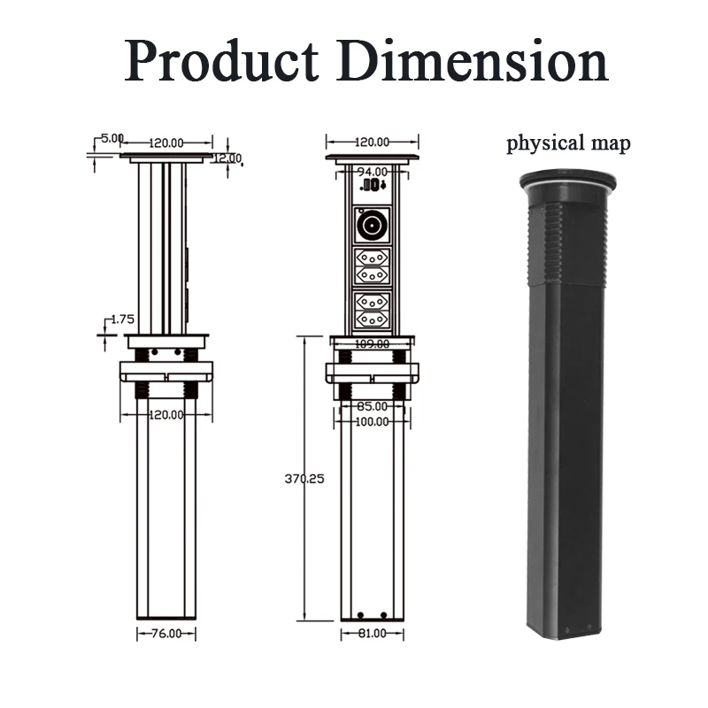 Plugue brasileiro de elevação pneumática para cozinha, tomada pop up com 4 tomadas de energia, alto-falante, usb (a + c), carregador sem fio pd - Image 2