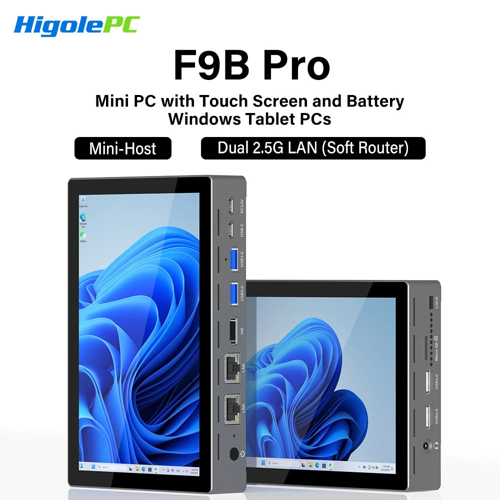 Higole f9b pro 7 ''mini pc intel n95 windows 11 wifi5 16gb 512gb 5000mah duplo 2.5g lan sim slot portátil desktop pc mini computadores