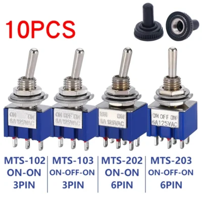 10pcs ON-OFF-ON / ON-ON Interruptores de alternância em miniatura Mini MTS-102 103 202 203 Interruptor de botão liga / desliga para carro