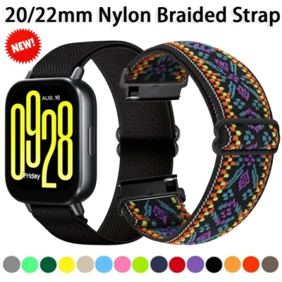 Pulseira de Nylon Trançada de 20/22mm para Redmi Watch 5 Lite 5 Active, Bracelete para Oneplus Watch 4 3 2 Lite, Amazfit Active 3 2 Max, Bip 6