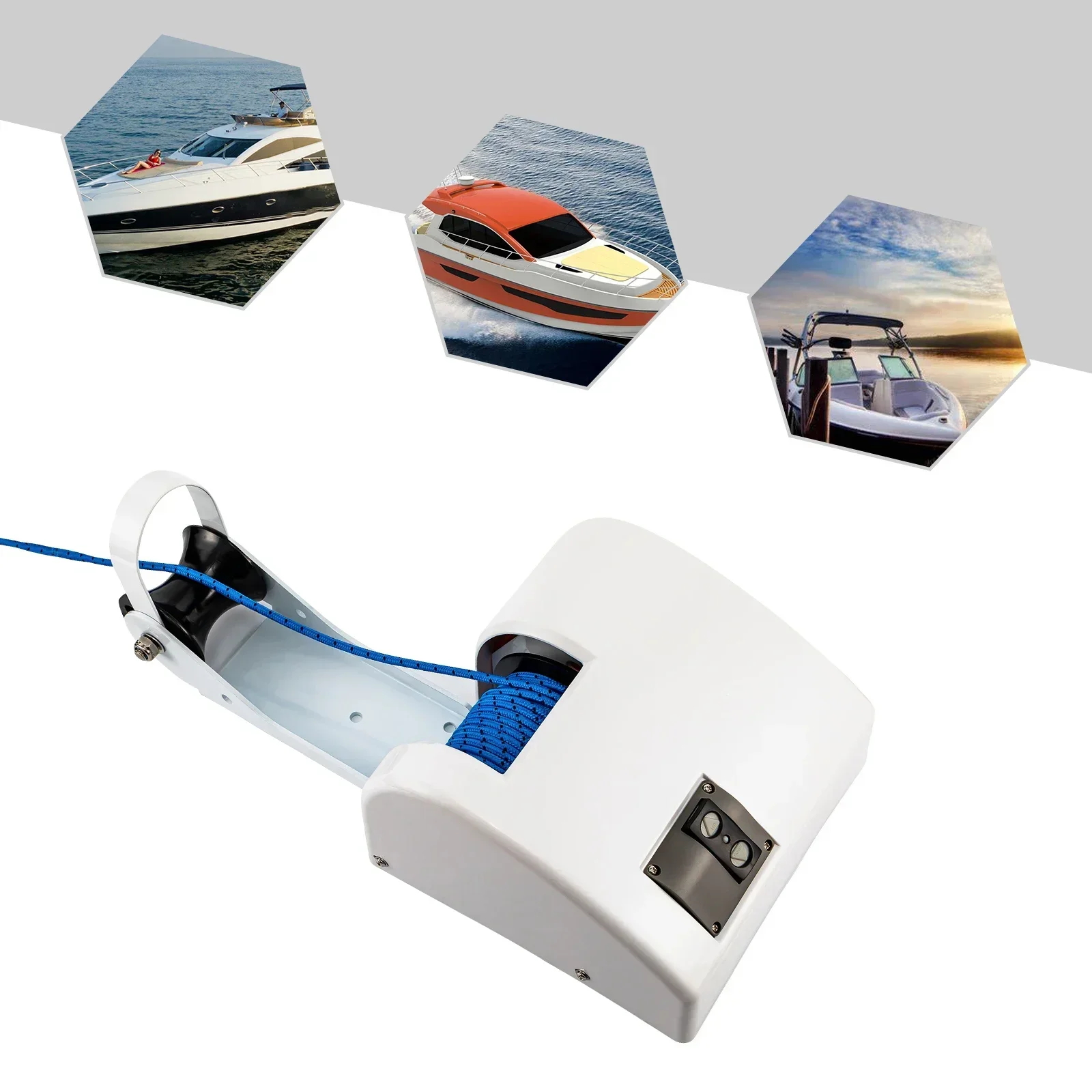 Cabrestante eléctrico de 45 libras y 12 V para ancla de barco - Control remoto inalámbrico resistente a la corrosión para uso marino