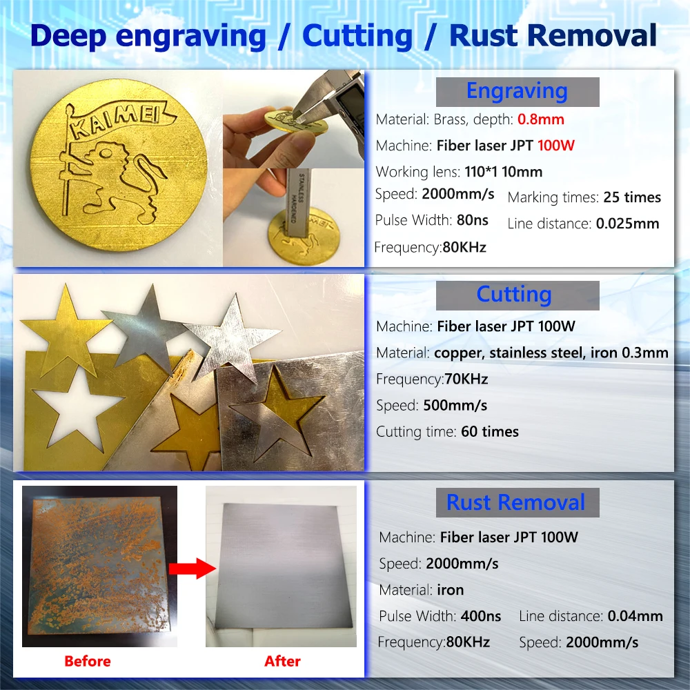 300W Auto Focus JPT M7 Mopa Fiber Laser Marking Machine Stainless Steel Metal Cutting Gold Silver Ring Laser Engraver - Image 5