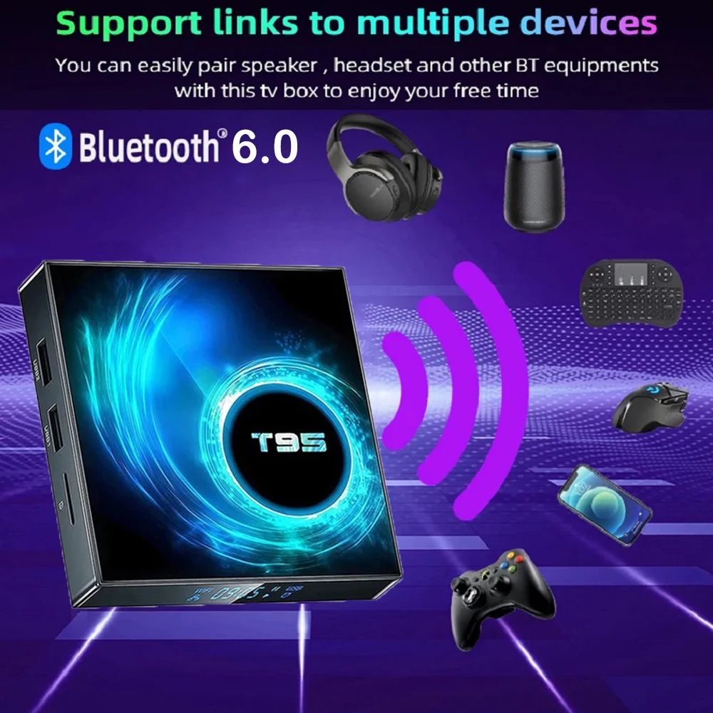 ATV T95 Smart TV Box Android 16 8GB 128GB Bluetooth 6.0 Google Assistant Allwinner H313 8K Dual Wifi 5G Streaming Media Player - Image 2