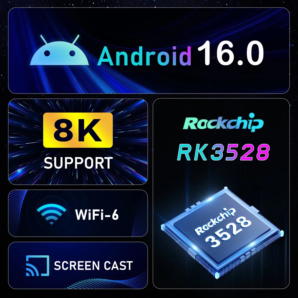 Original android 16 x66 caixa de tv inteligente 32gb 64gb 128gb 256gb rk3528 bluetooth 6.0 duplo wifi 2.4 & 5g wifi6 8k vídeo av1 media player - Image 3
