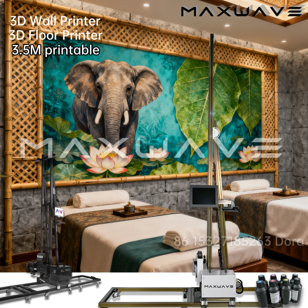 Impressora de parede jato de tinta, 4 metros, caneta de parede 3d uv, máquina de impressão vertical, 5/7 cores para parede, cimento, madeira, metal, tijolos, papel, novo