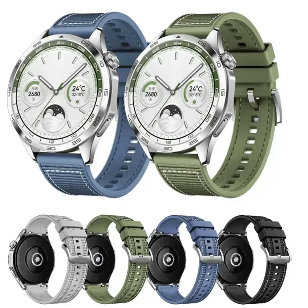 Pulseira de silicone + tecido de 22mm para huawei watch gt4 gt5 pro 46mm watch 4/3 pro pulseira smartwatch para huawei watch gt runner cinto correa - Image 4