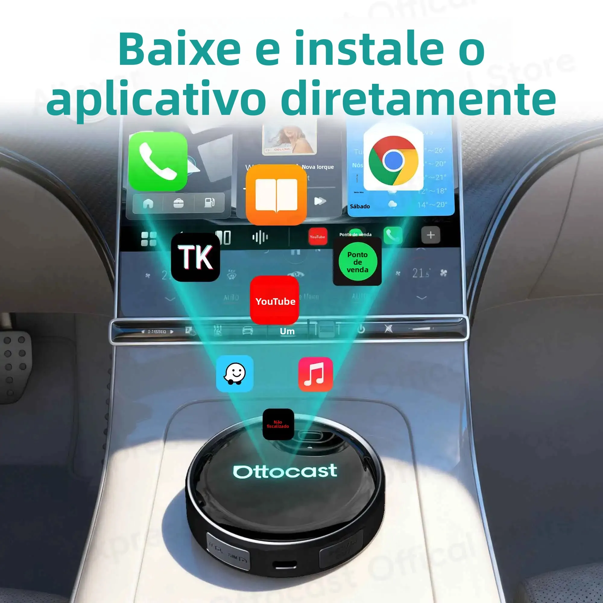 OTTOCAST P3 PRO AI Box Android TV Box para Saída HDMI, CarPlay Sem Fio, Acessórios para Carros Android Auto para Toyota, VW, Honda, Kia, Benz - Image 2