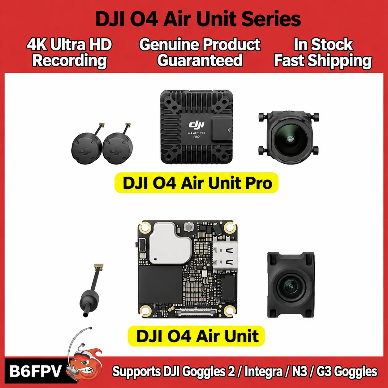 Sistema FPV de Vanguardia DJI O4 Air Unit Series: 4K Pro, Alta Frecuencia de Imágenes, Baja Latencia, Accesorio para Drones de Largo Alcance