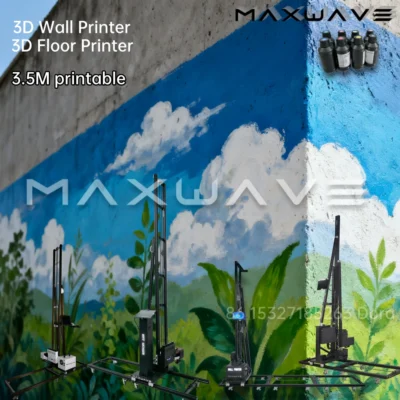 Maxwave impressora de parede de alta velocidade com trilhos duplo dx7 cabeça impressão 3d caneta parede vertical máquina impressora parede para fundo