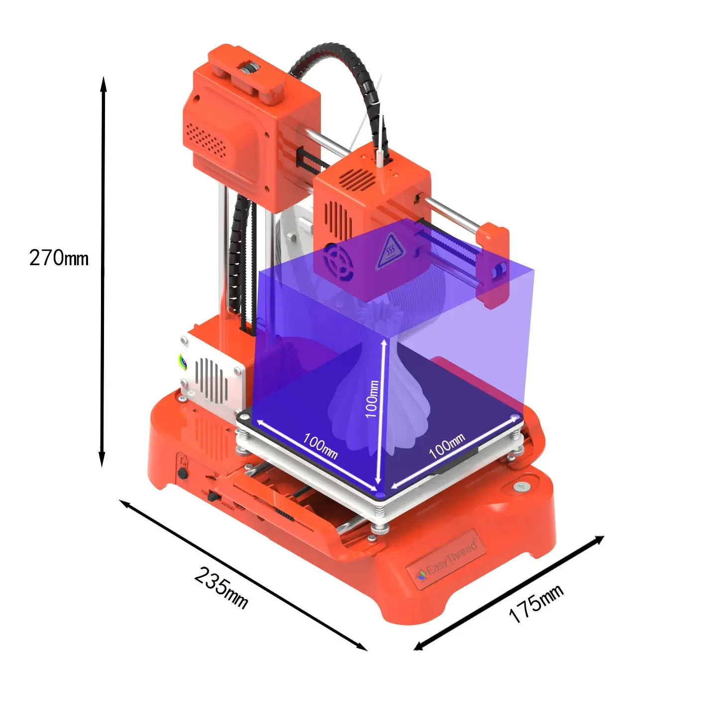 Mini impressora 3D de nível de entrada 100x100x100mm para estudantes e faça você mesmo, PLA/TPU compatível com adaptador de alimentação - Image 2