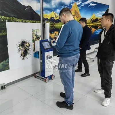 16 ㎡ /hora 9600DPI máquina de impressora de parede 3D 5D automática inteligente uv impressora de parede vertical preço com trilhos de rodas