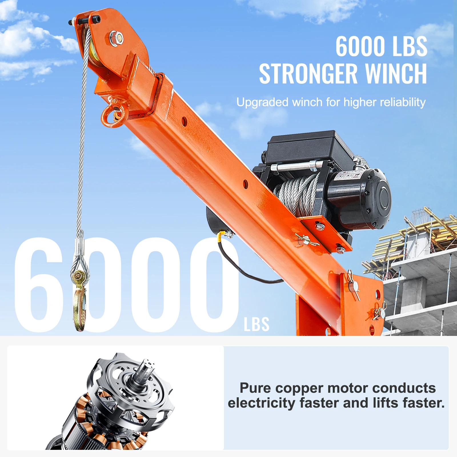Grúa Eléctrica para Camión de 2200 lb, 360 Grados ° Grúa giratoria plegable con cabrestante eléctrico de 6000 lbs para levantar mercancías - Image 3