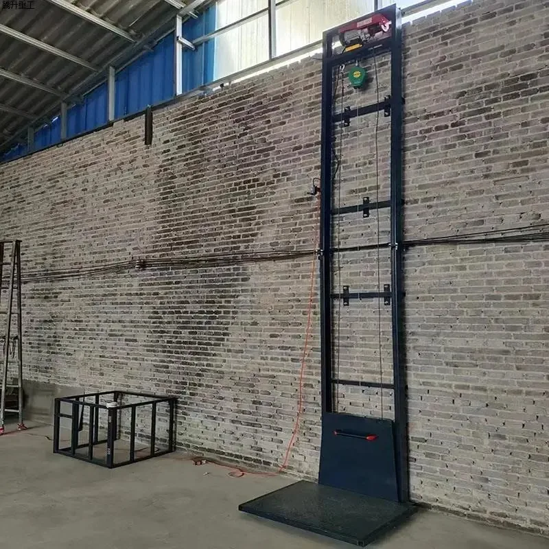 Elevador eléctrico, plataforma de elevación eléctrica pequeña, elevador de carga fijo, Simple, anticaída, almacén de fábrica, polipasto para el hogar