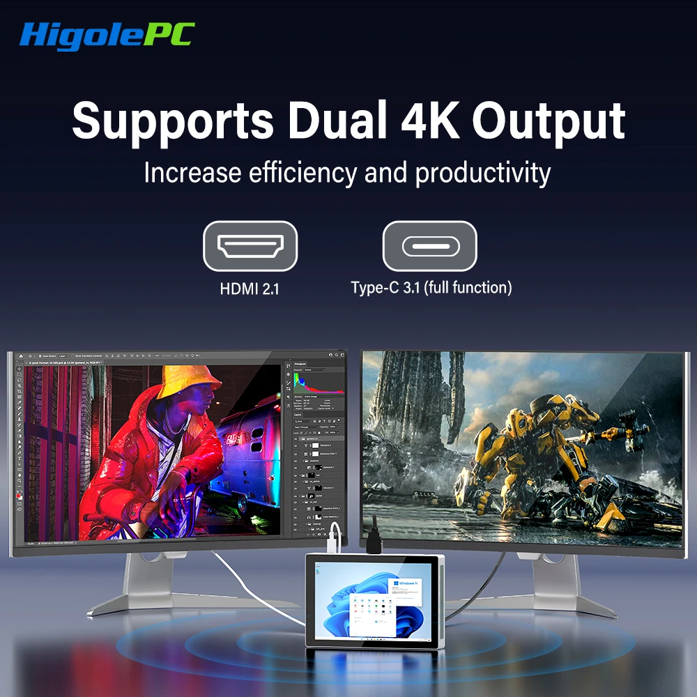 Higole f9b pro 7 ''mini pc intel n95 windows 11 wifi5 16gb 512gb 5000mah duplo 2.5g lan sim slot portátil desktop pc mini computadores - Image 8