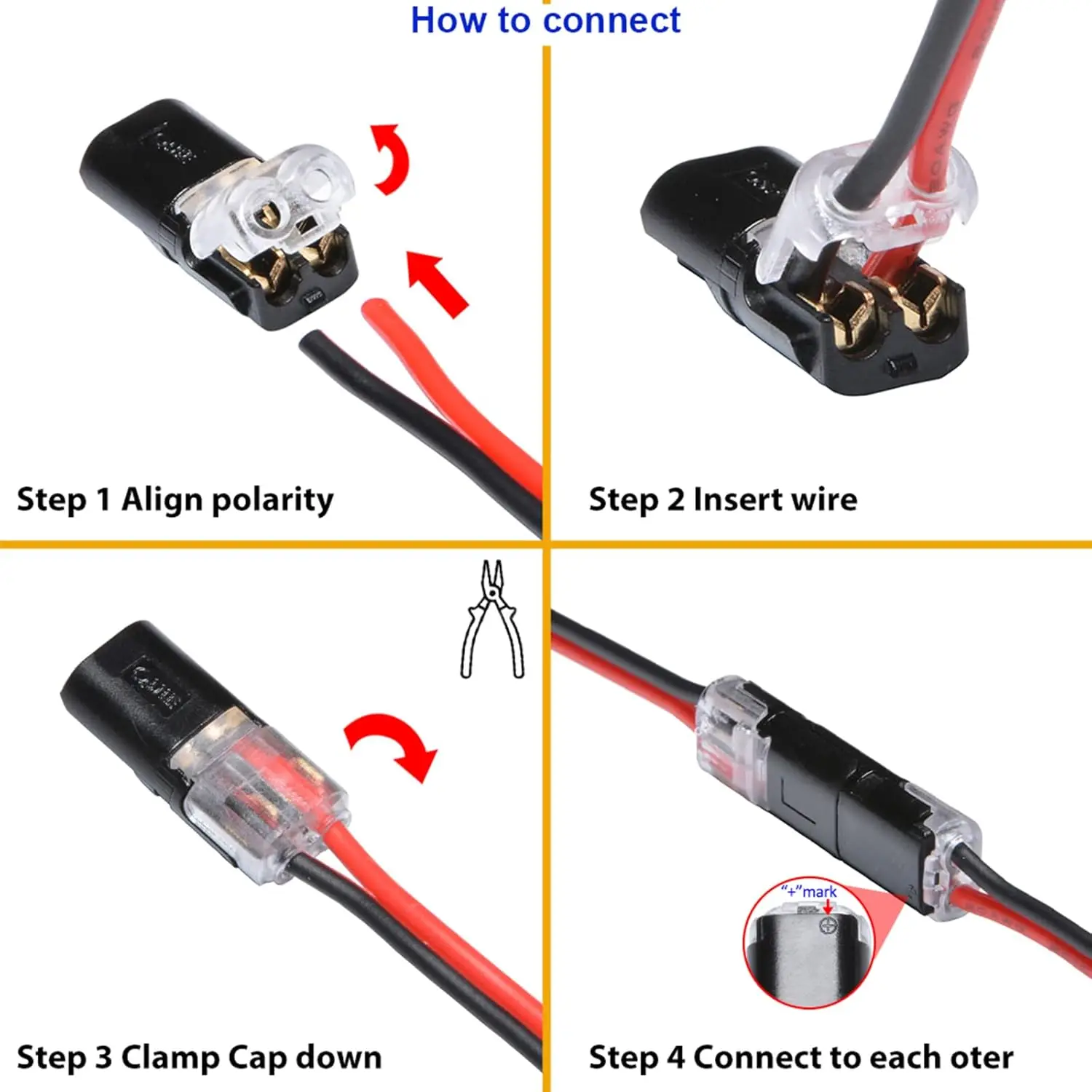 Conector de fio de baixa tensão 50 peças, conector de fio duplo com fivela de travamento, conectores de tira de luz led 2 pinos - Image 4