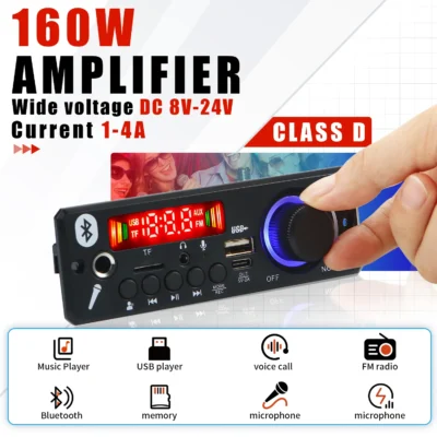 160w amplificador bluetooth mp3 wma ape placa decodificadora 12v 80w handsfree microfone de áudio do carro usb tf rádio fm diy mp3 leitor música