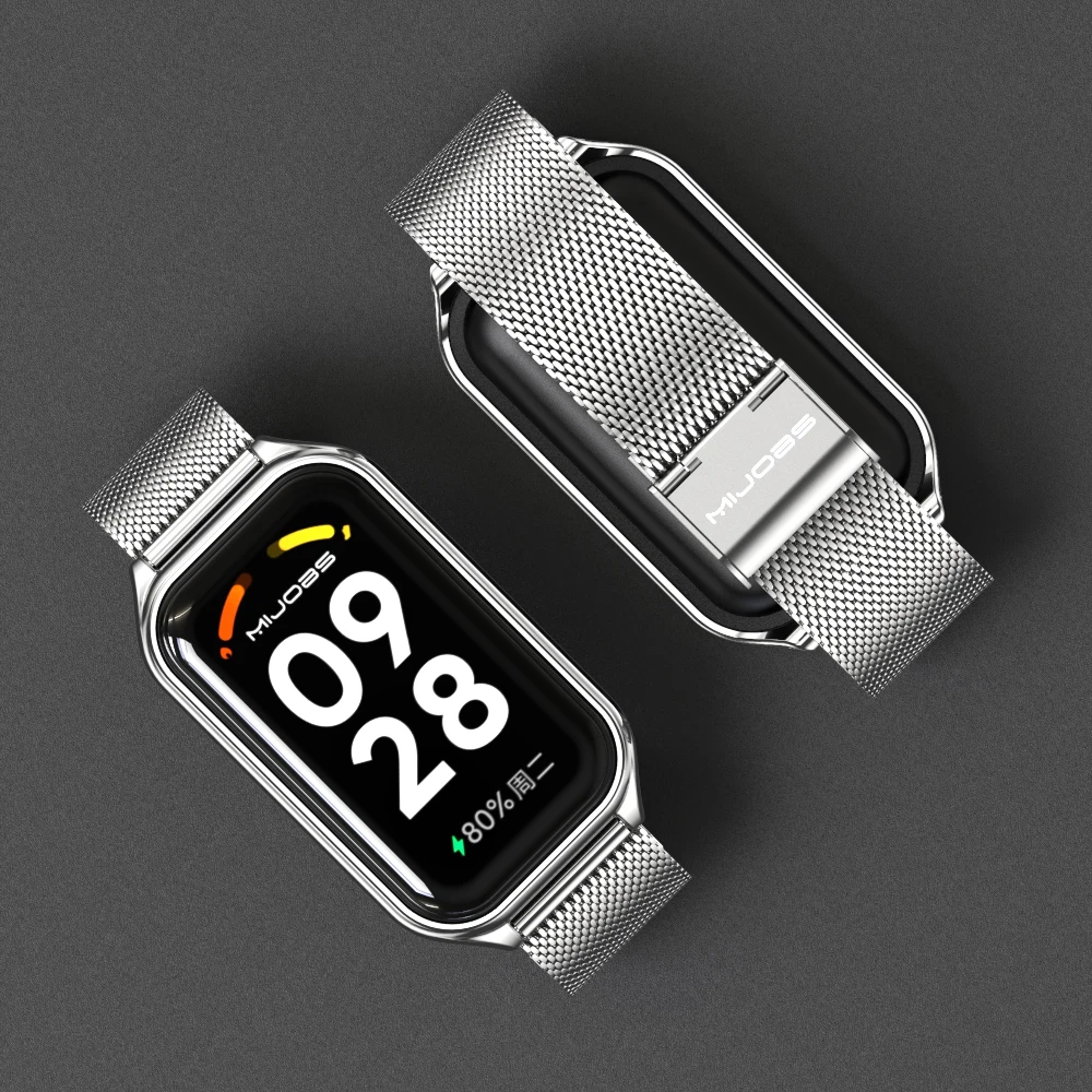 Pulseira de aço inoxidável, Correia para Xiaomi Mi Band 8 9 Pulseira Ativa, Relógio inteligente - Image 3