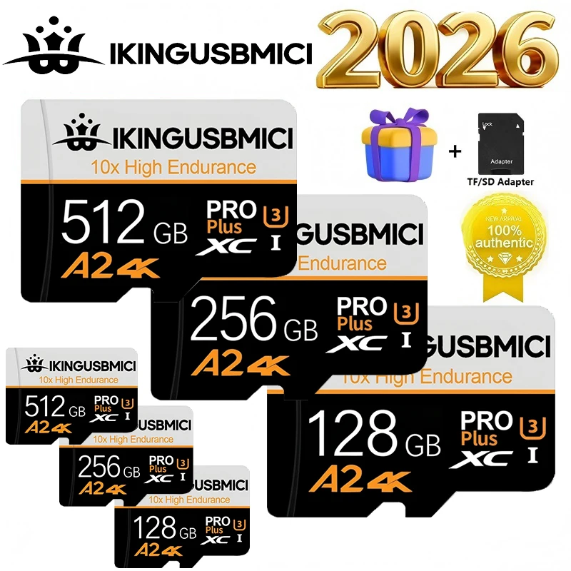 Cartões Micro TF SD de 32GB, 512GB, 256GB, 128GB, 64GB, Cartões de Memória à Prova d'Água V10 A2 para Gravadores de Vídeo e GoPro