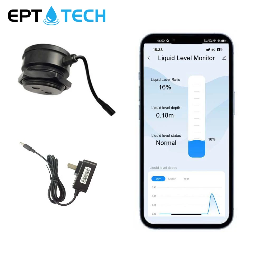 Medidor de Nível de Líquido Ultrassônico Sem Contato EPTTECH TLC2206 Tuya Smart Life WiFi Alta Precisão Monitor Remoto para Água/Óleo/Combustível/D - Image 2