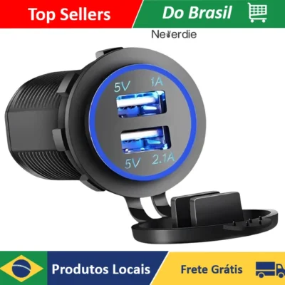 Tomada Carregador Usb Veicular Carro 2 Saídas 1.0a E 2.1a - Neverdie Store