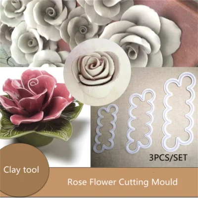 Molde de cerâmica 3d rosa flor argila ferramenta acessórios molde de impressão para argila cerâmica trabalho artesanal