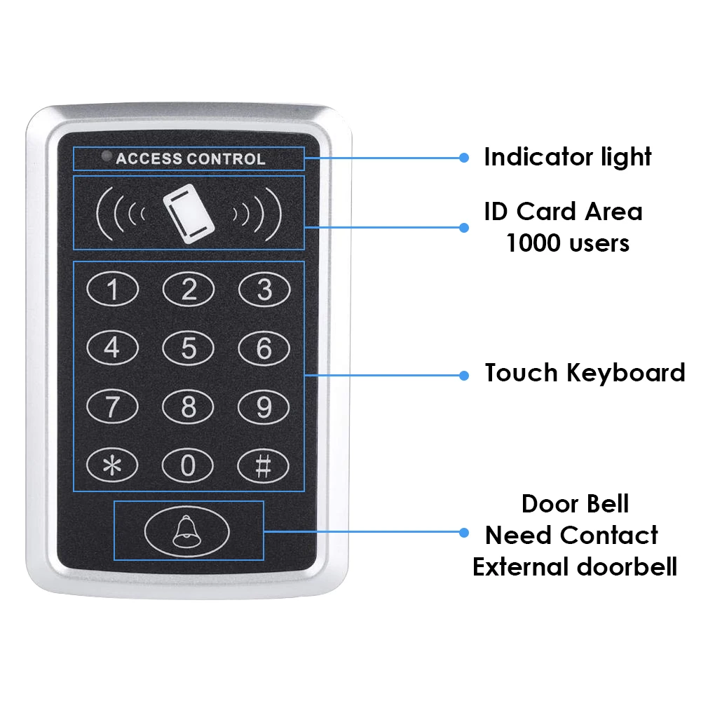 125KHz RFID Access Control Keypad EM Card Reader Door Access Control System Door Lock Opener Keyboard System M203 1500users - Image 3