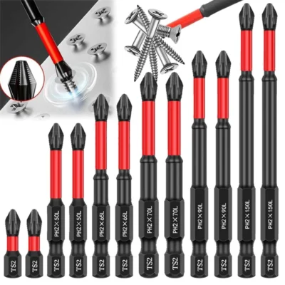 Conjunto de Bits Magnéticos Antiderrapantes para Chave de Fenda, Bits de Aço de Liga S2 com Resistência a Impactos - 3/6/12 Peças, Adequados para Furadeiras Elétricas
