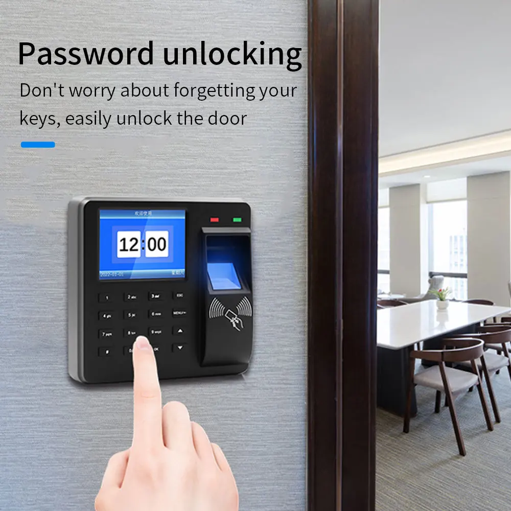Biometric Fingerprint Access Control Intercom Time Attendance Machine Digital Electric RFID Code System For Door Lock Keys Tags - Image 5