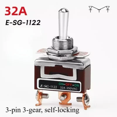 Chave Seletora de Alavanca 1021T/402T/1221T para Soldagem, Tipo Rocker de Perna Reta 1322T/1321/6, Chave Seletora de Potência de 3 Posições/2 Posições, 32A 250V AC