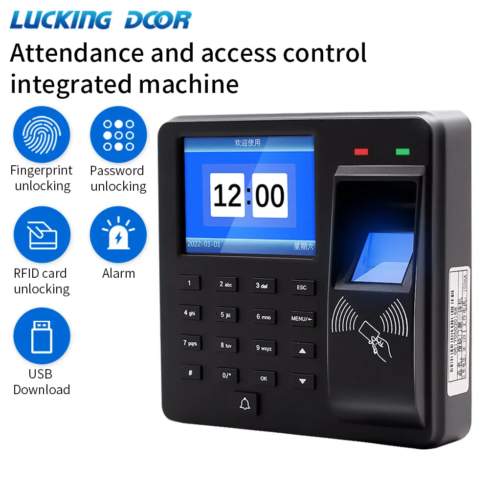 Biometric Fingerprint Access Control Intercom Time Attendance Machine Digital Electric RFID Code System For Door Lock Keys Tags