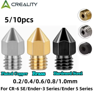 Impressora 3D de aço endurecido + aço inoxidável + bico extrusor de latão MK8 para Creality CR-6 SE/Ender-3 Series/Ender 5 Series