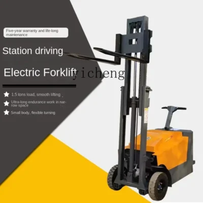 Estação tqh tipo de condução empilhadeira elétrica completa inclinação dianteira e traseira pequena empilhador de roda de touro de elevador hidráulico manual