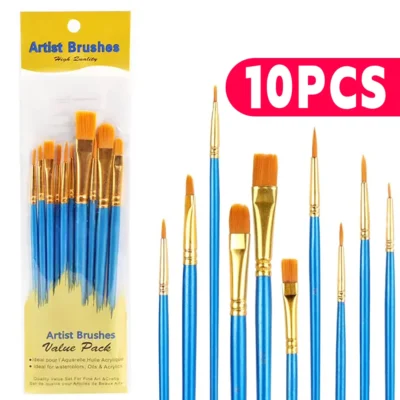 Kit de Pincéis de Nylon com Cerdas Macias para Pintura em Tela, Alta Precisão para Detalhes