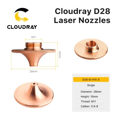 Bicos laser Cloudray de camada dupla única dia.28mm calibre 0,8 - 4,0 para cabeça de corte a laser de fibra OEM Precitec