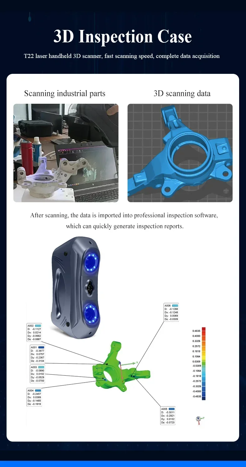 2026 Premium Commercial high precision fast scanning handheld portable laser 3d scanner for cnc machine and 3d printer - Image 3