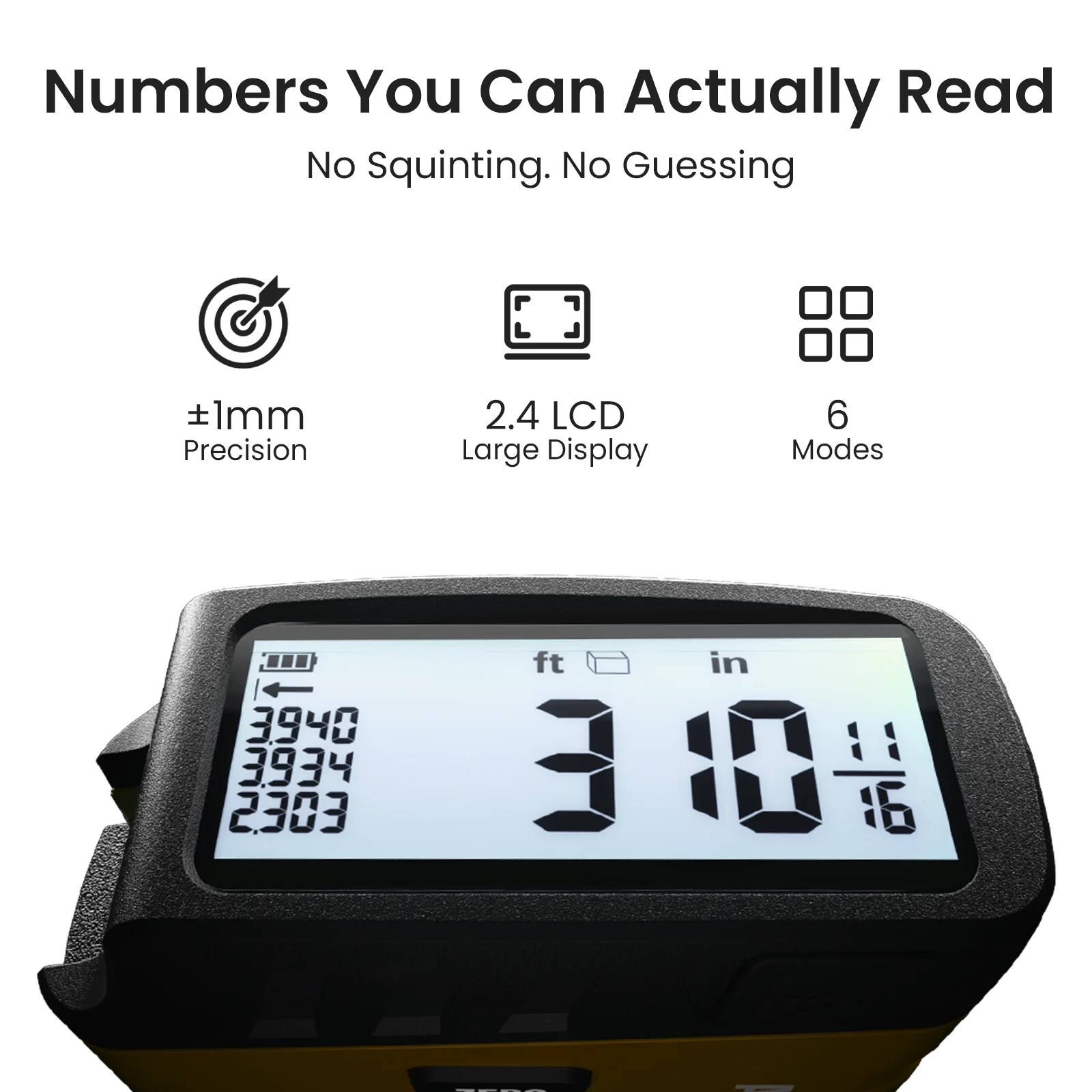 MiLESEEY 2-in-1Digital Reading Tape measure DT20 5m Rechargeable Measurement Tool, for Distance/Area/Volume - Image 2